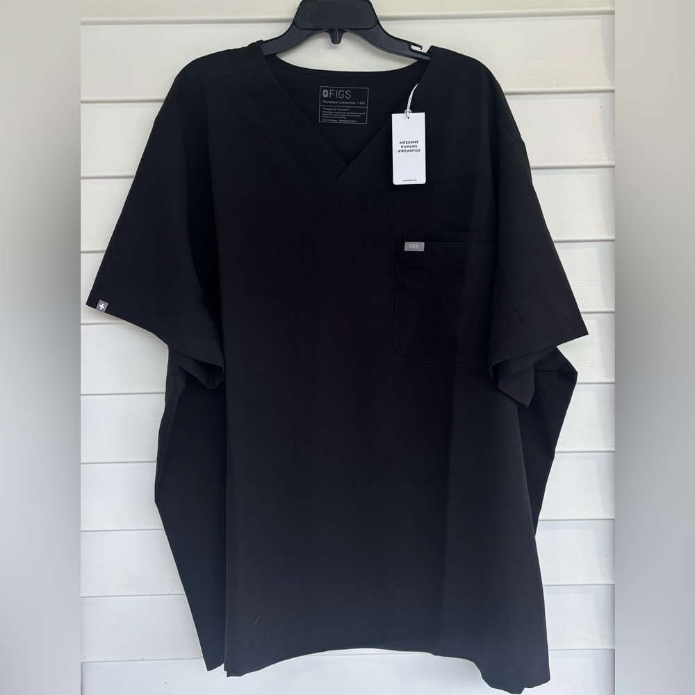 Figs Men's Black V-Neck Leon Scrub Top Size 6X NWT New